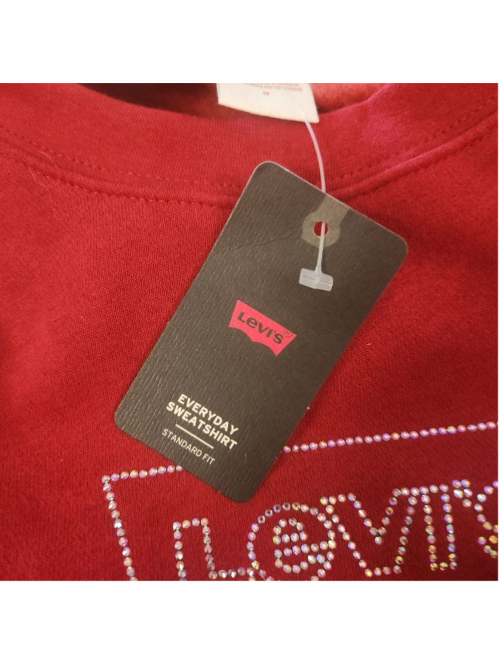 Levi's Red Rhinestone Logo Sweatshirt Medium - Picture 6 of 6
